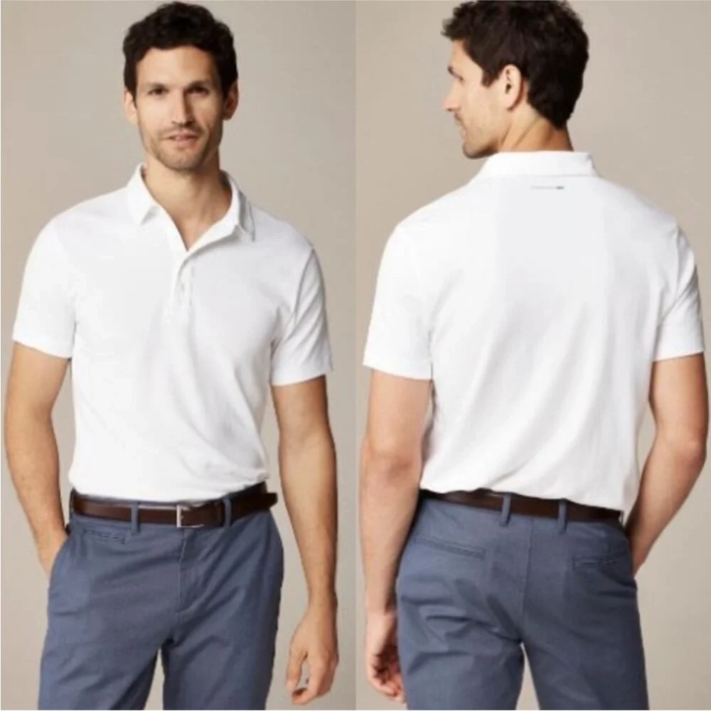 NWT J.Crew Men's Performance Polo Shirt with COOLMAX® Technology White Large
